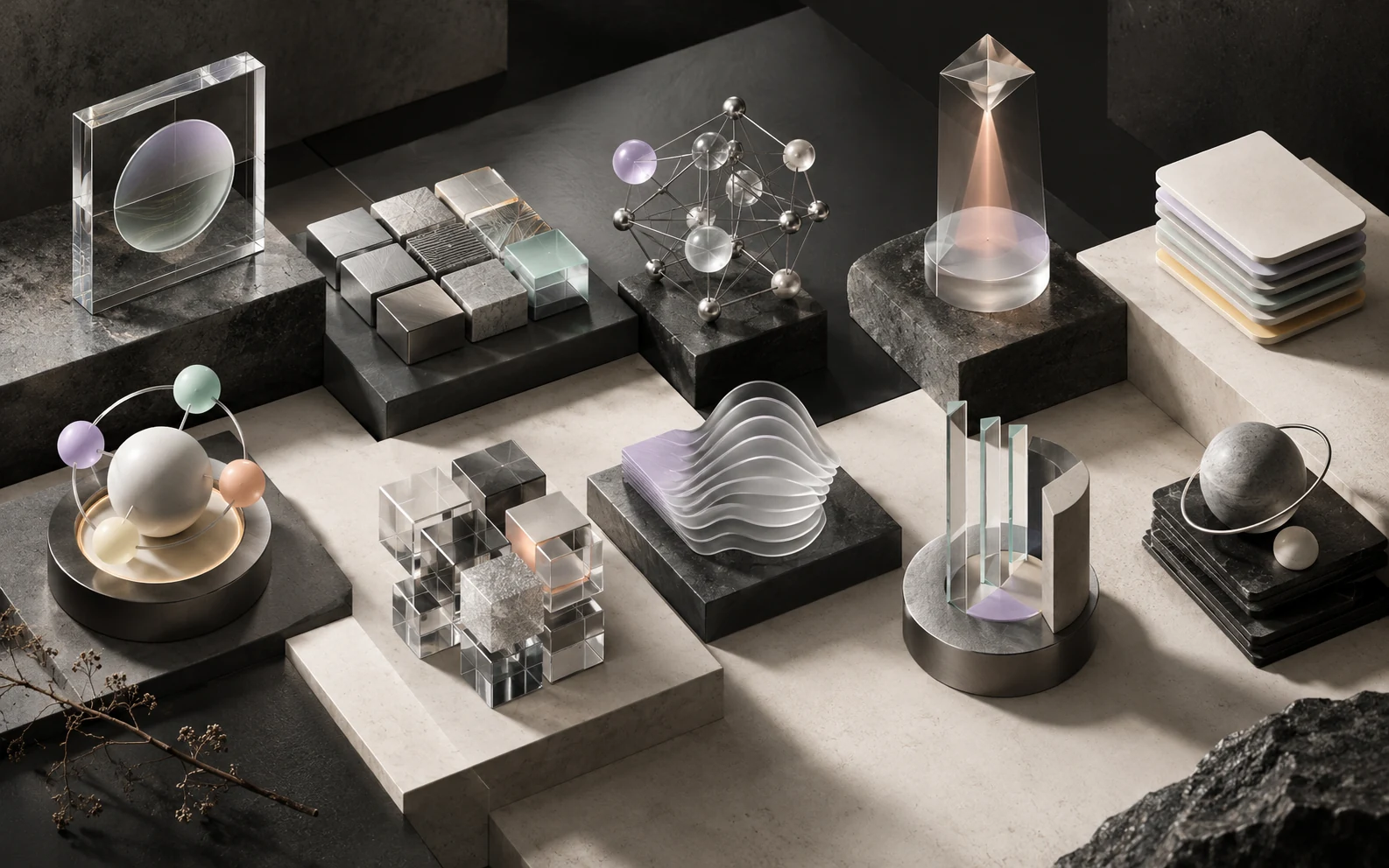 Editorial collection of software ideas represented as sculptural objects